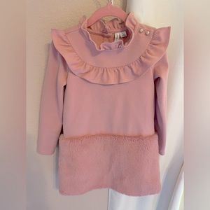 Janie and Jack Faux Fur Ruffle Ponte Dress